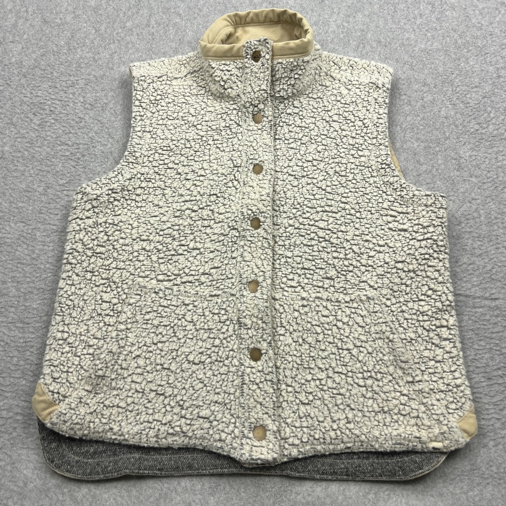 Toad & Co Sheridan Sherpa Vest Women's Small Gray Wool Fleece Corduroy Collar